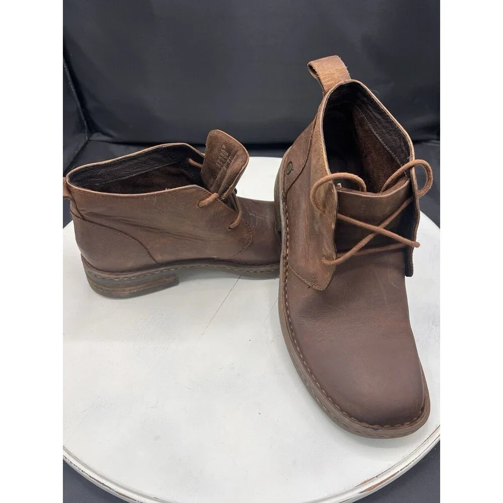 Born Men's Brown Leather Chukka Ankle Boots Lace-Up Round Toe 8M